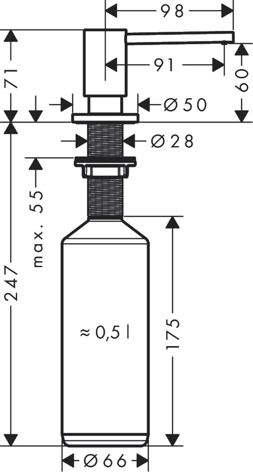 hansgrohe Spülmittel-/ Lotionspender Küchenzubehör (Accessoire, rund) Edelstahl Finish benötigtes Zu