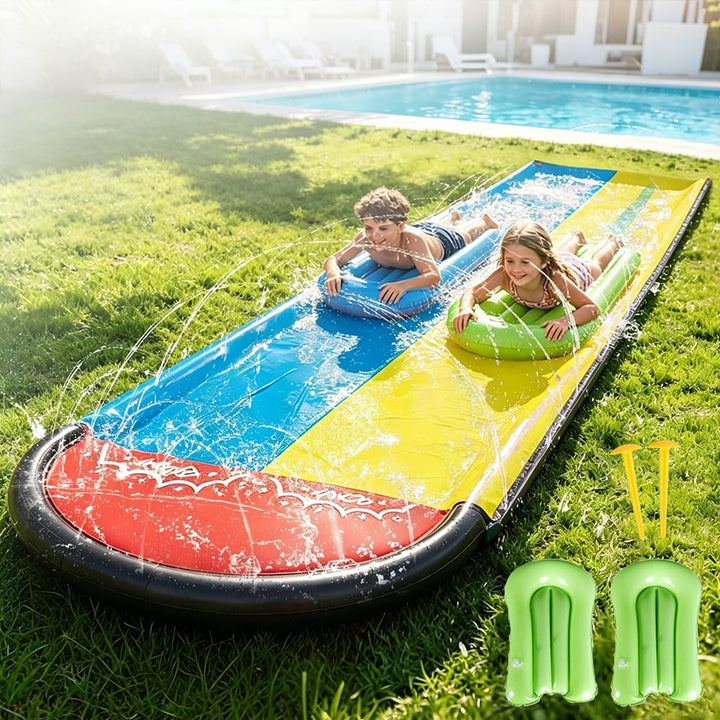 Wasserrutsche,188in x 54in (480 x 140 cm) Wasserrutsche Garten für Kinder mit 2 Bodyboards, Wassersp