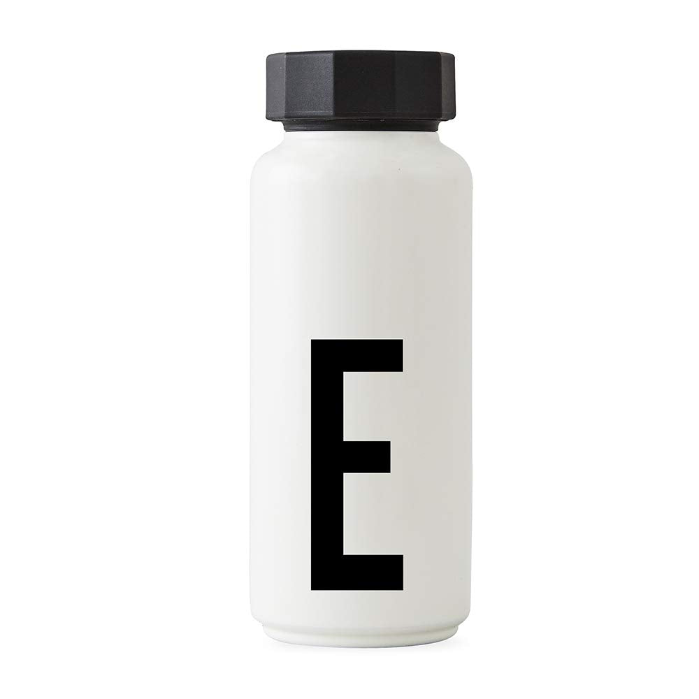 Design Letters Persönliche Edelstahl Trinkflasche Weiss (E) |500 ml| Kohlensäure geeignet BPA-Frei T