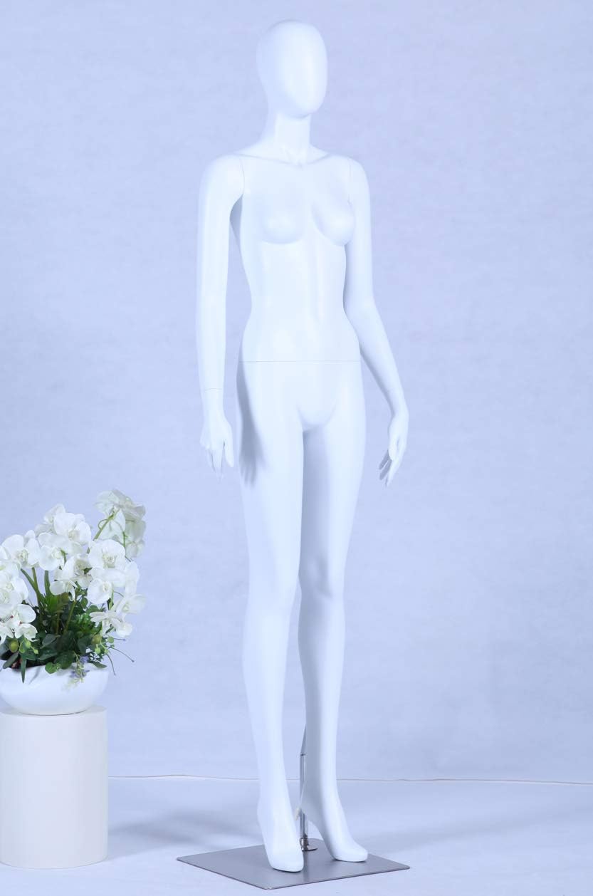 Schaufensterpuppe S+26 Frau weiss matt lackiert hochwertig Egghead mit Metallplatte Frau Weiblich Ne
