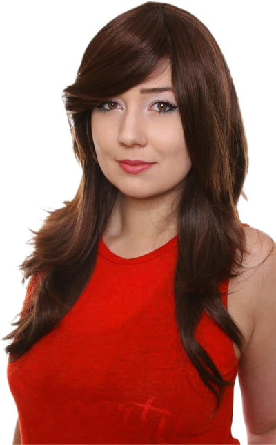 Prettyland C327 - lange Perücke Langhaar 60cm Stufenschnitt Hitzefest Wig - Schwarz & Braun Gemischt
