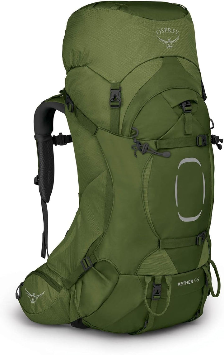 Osprey Aether 55 Trekkingrucksack für Männer Garlic Mustard Green S-M, Garlic Mustard Green S-M