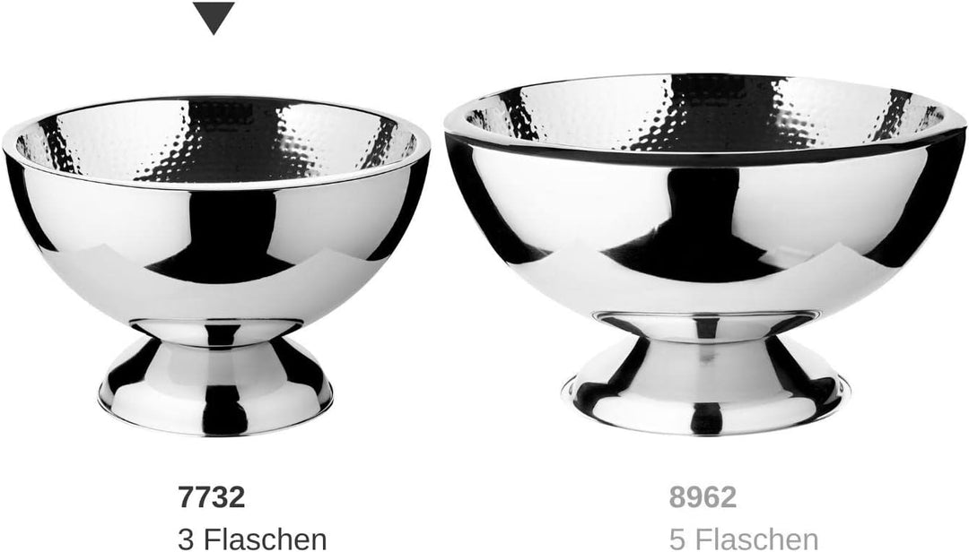 EDZARD Champagnerkühler Cadiz (ø 32 cm, H 21 cm) Edelstahl hochglanzpoliert, innen gehämmert, doppel