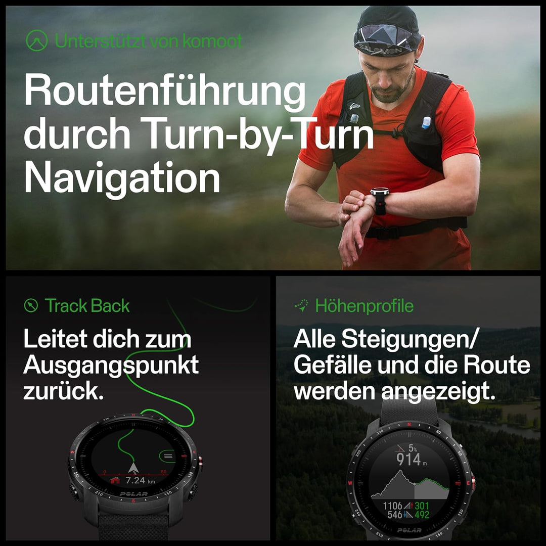 Polar Grit X Pro – GPS-Multisportuhr – Strapazierfähigkeit auf Militärstandard, Saphirglas, Pulsmess