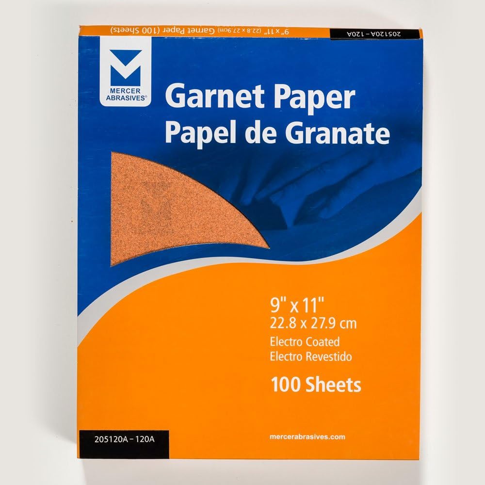 Mercer Industries 205120A Granat-Papierbögen, Körnung 120, A-Gewicht, 22,9 x 27,9 cm, 100 Stück Grit