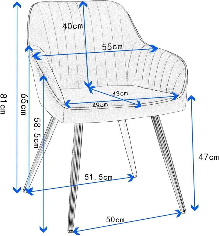 Lestarain 1 Stück Esszimmerstuhl, Küchenstuhl Wohnzimmerstuhl Sitzfläche aus Samt Polsterstuhl mit A