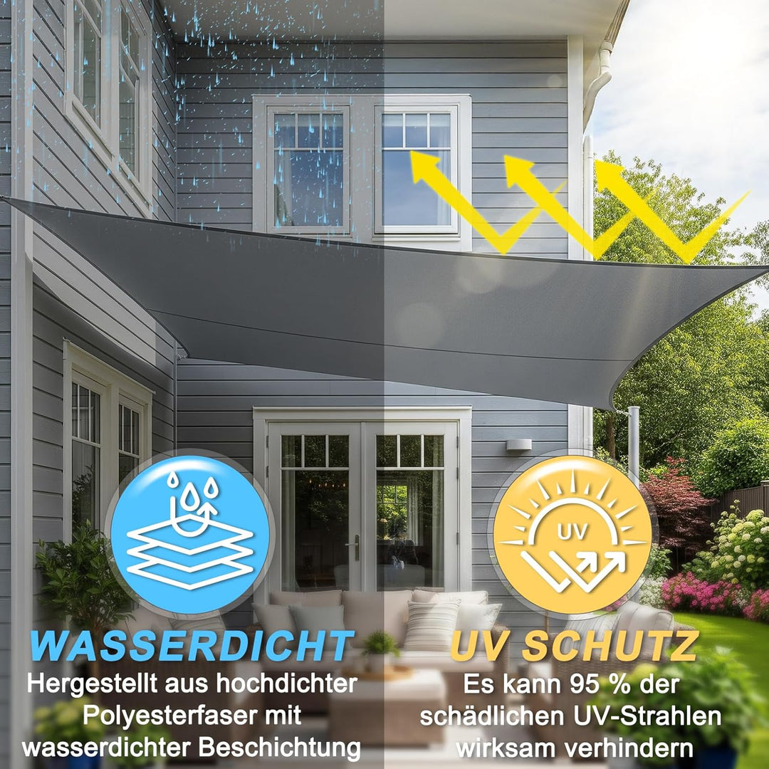 Sunnylaxx 2x2x2m Sonnensegel Dreieckig,420D Oxfordgewebe Wasserdicht Sonnenschutz Sunsegel UV-Schutz