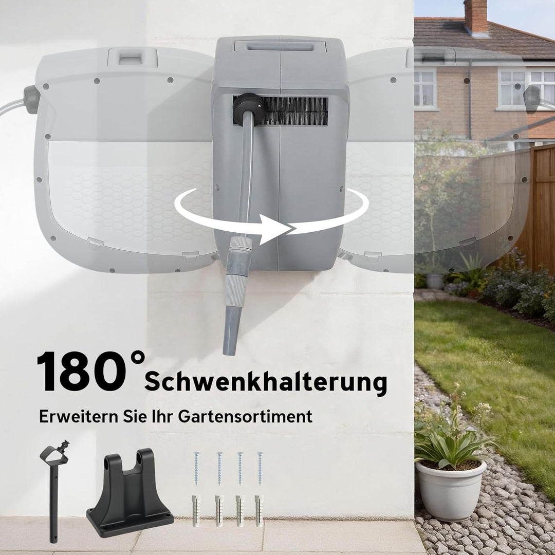 Outsunny Schlauchtrommel mit Gartenschlauch 20 m, 180° schwenkbar Schlauchbox mit automatische Aufro