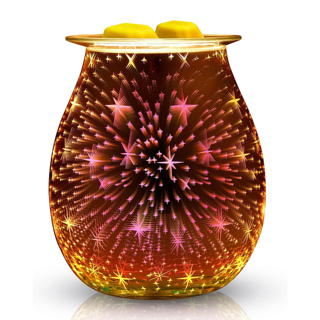 Duftlampe Elektrisch aus Glas, Elektrische Duftlampe für wachs, 3D-Feuerwerk Aromalampe, Touch Steue