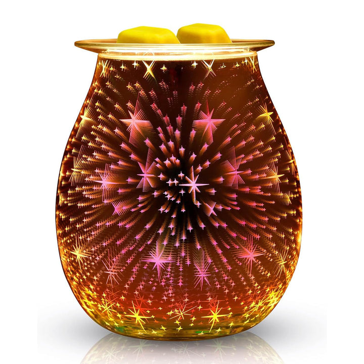 Duftlampe Elektrisch aus Glas, Elektrische Duftlampe für wachs, 3D-Feuerwerk Aromalampe, Touch Steue