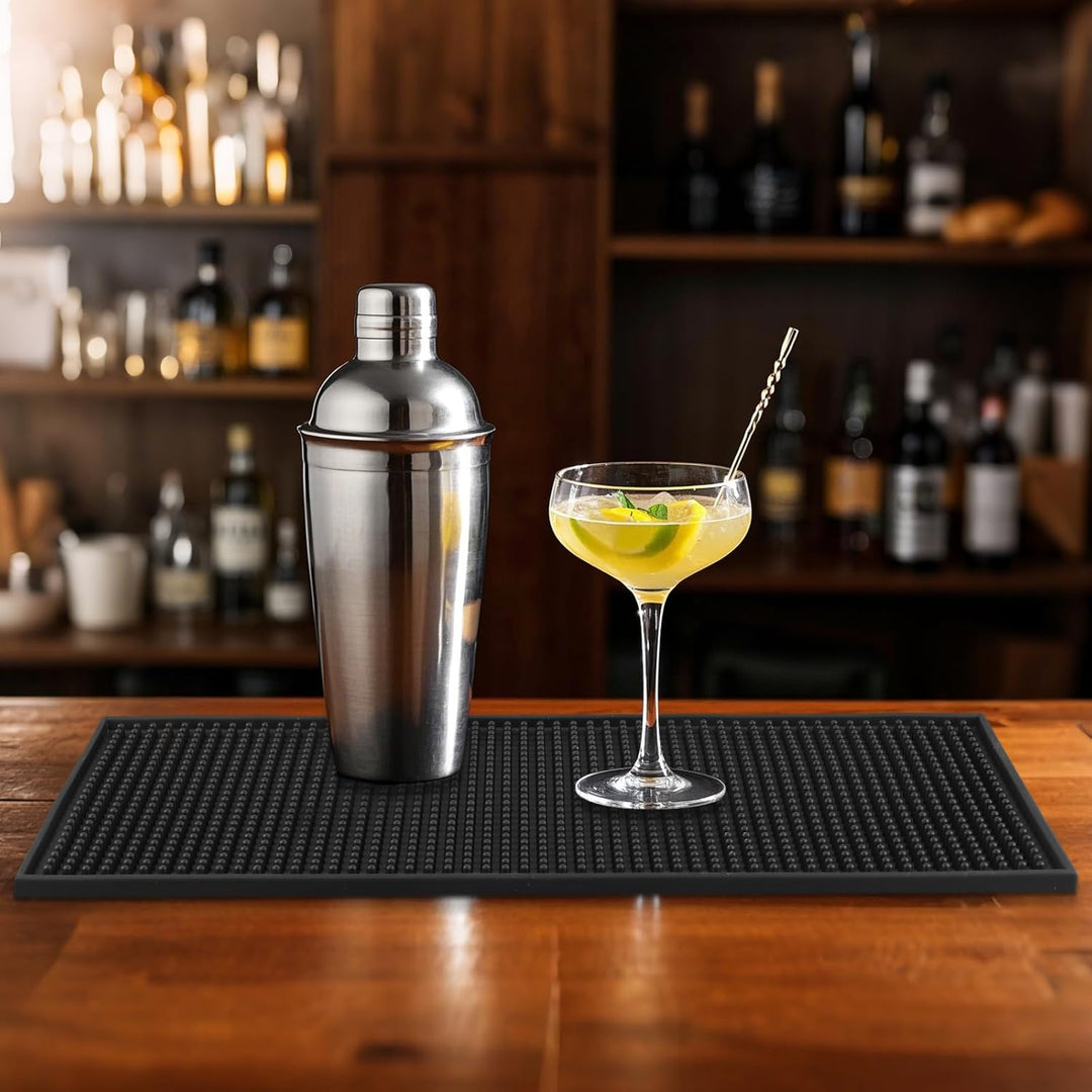 MOUYAT 8 Stück 15,2 x 30,5 cm Service-Bar-Matten, Schwarze Barmatten, PVC-Barmatten, Bar-Service-Aus