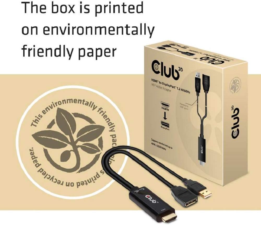 Club3D CAC-1331 - HDMI auf DisplayPort 1.2 4K60Hz M/F Aktiver Adapter, CAC-1331