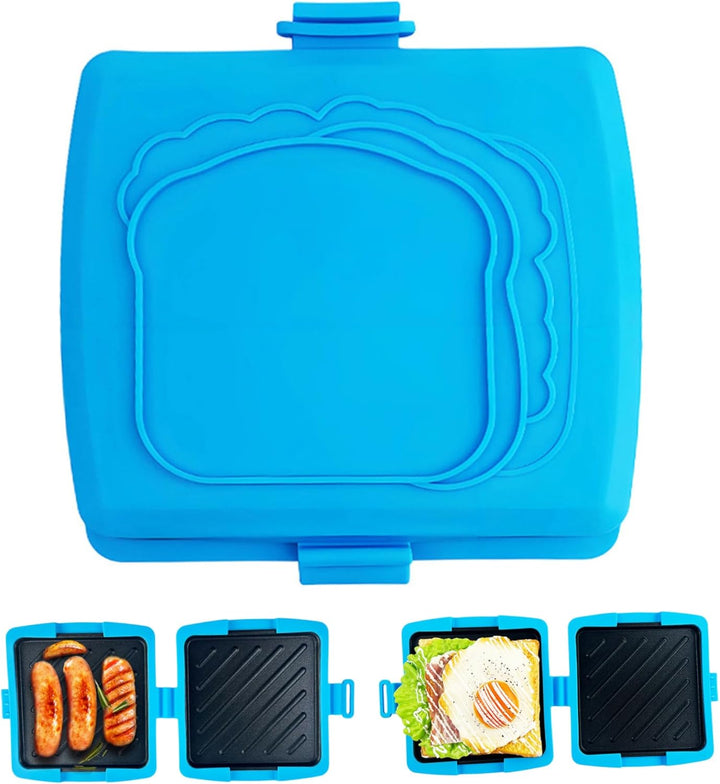 Mikrowellen-Toastie-Sandwich-Maker, Silikon-Toastie-Maker ohne Strom, blau, wiederverwendbar für sch