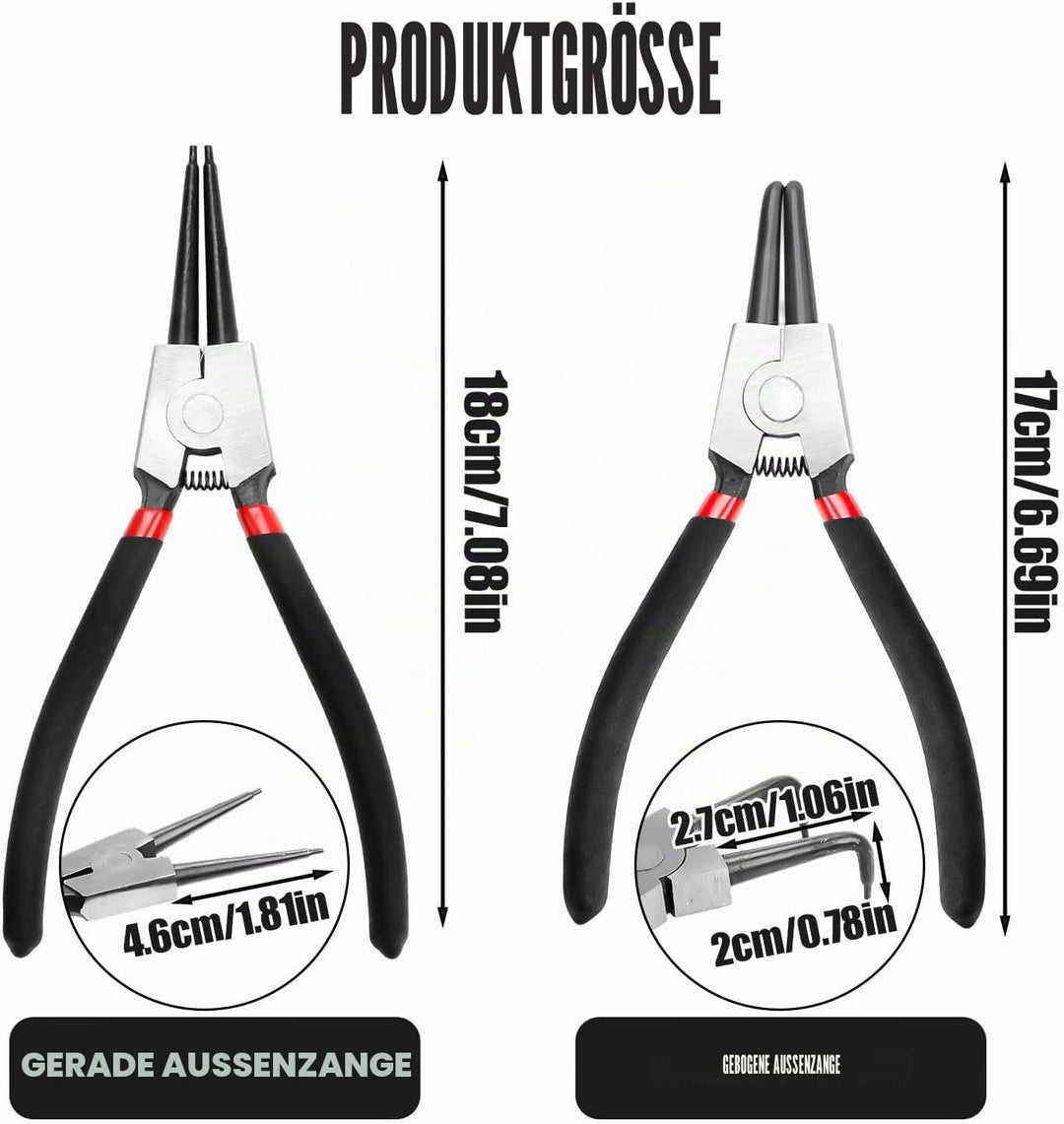 4 Stück Sprengringzangen Set, Sicherungsringzangen, Segeringen Zangen Sets, Aussen Innen Sprengring