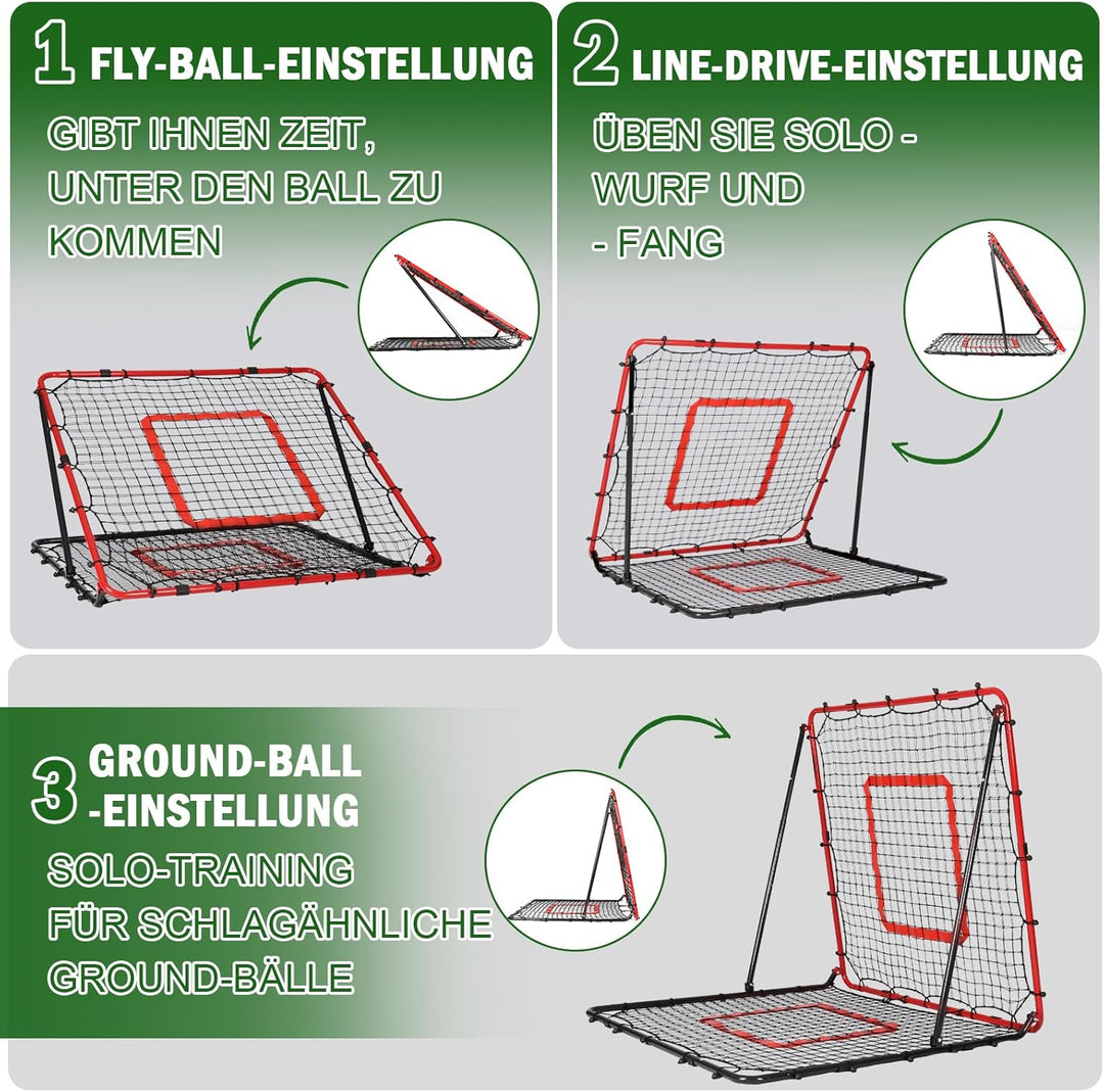 Fussball Rebounder, 85x85cm/120x120cm Rebounder für Fussball, Verstellbar mit 8 Winkeln, Doppellagig