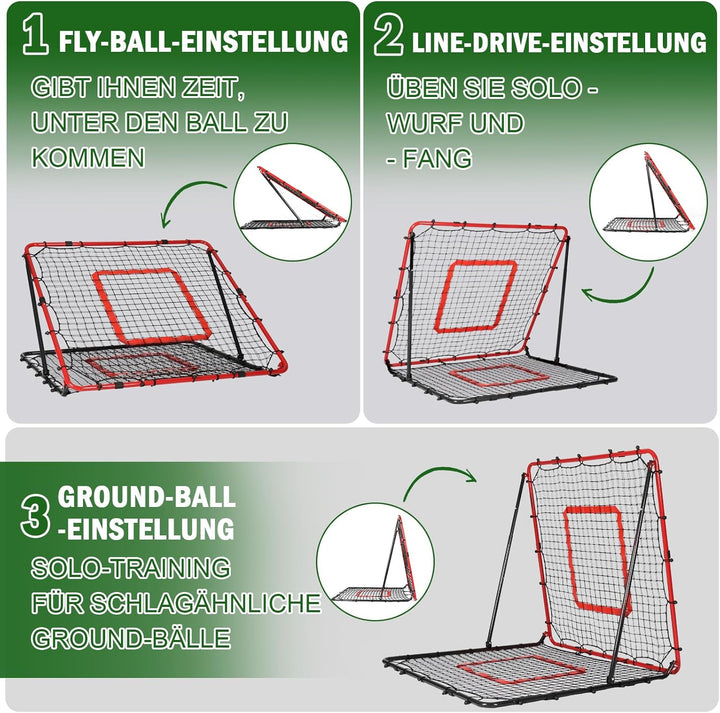 Fussball Rebounder, 85x85cm/120x120cm Rebounder für Fussball, Verstellbar mit 8 Winkeln, Doppellagig