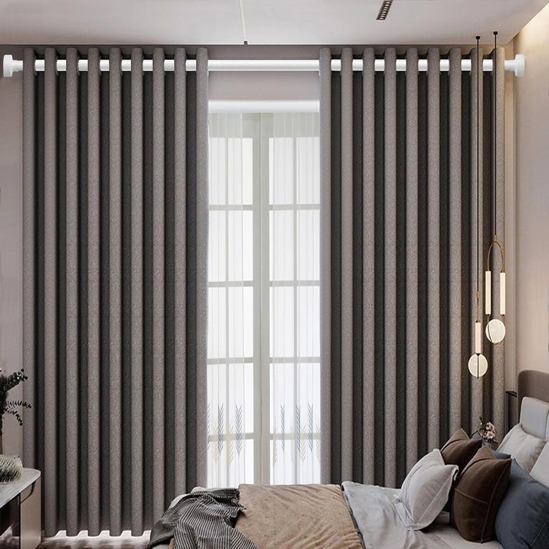 Gardinenstange ohne Bohren 300-400cm, Ø32mm Weiss Multifunktionale Vorhangstange zum Einklemmen - Au