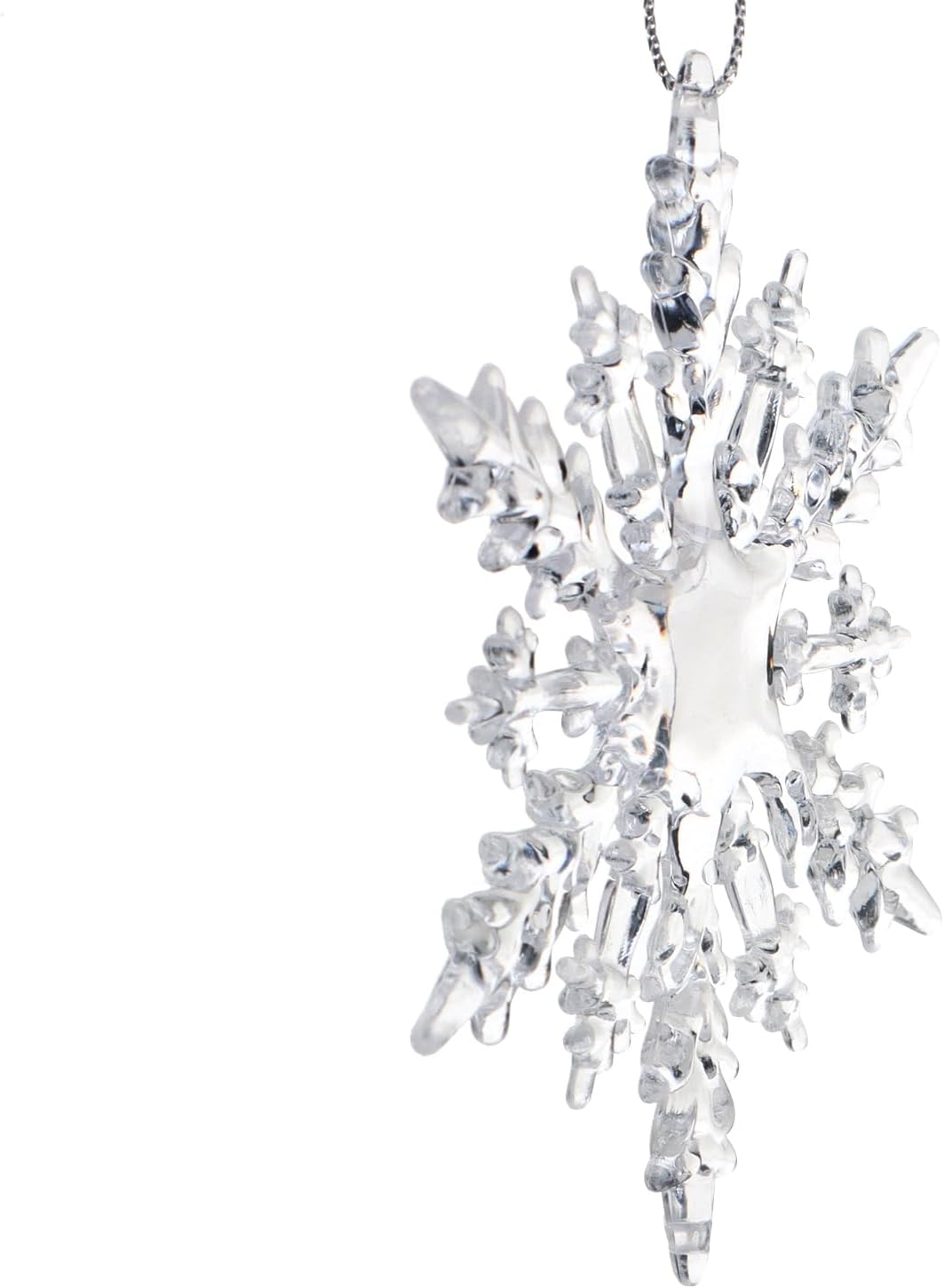 com-four® 12x Deko Anhänger Schneeflocken - Transparente 10 cm Schneeflocken-Anhänger mit Aufhängesc