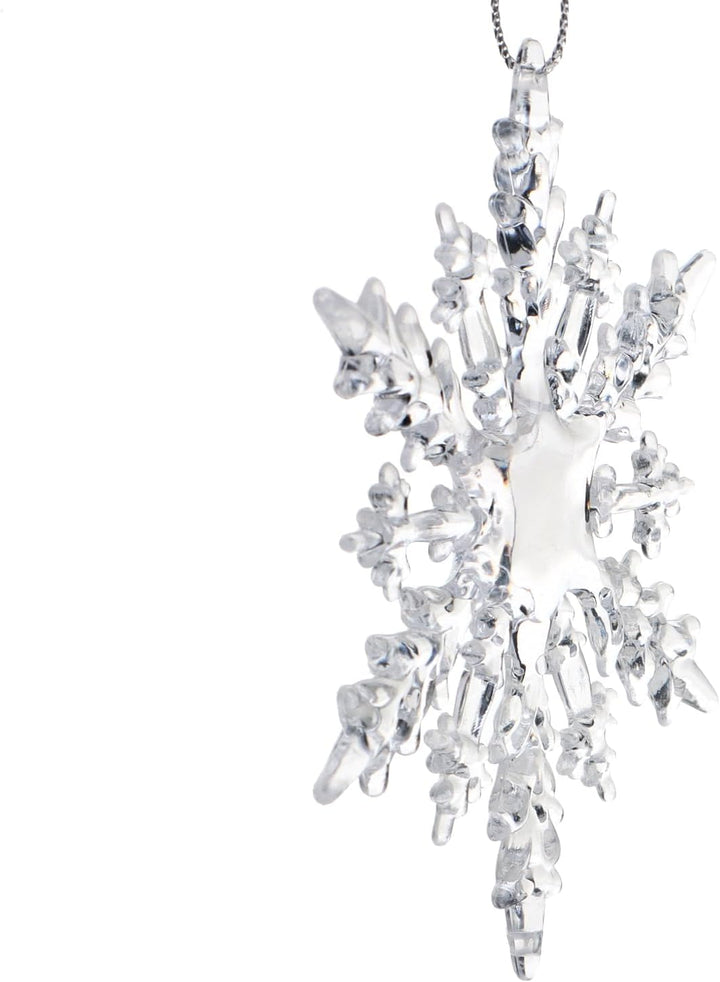 com-four® 12x Deko Anhänger Schneeflocken - Transparente 10 cm Schneeflocken-Anhänger mit Aufhängesc