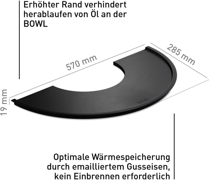 höfats - Bowl 57 Plancha Set hoch - raucharme Verbrennung - Feuerstelle und Plancha Grill - kippbare