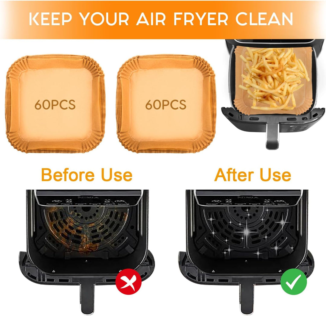 120 Stück Backpapier für HeissLuftfritteuse Cosori Turbo Tower Pro Smart 10,8L , Airfryer Backpapier