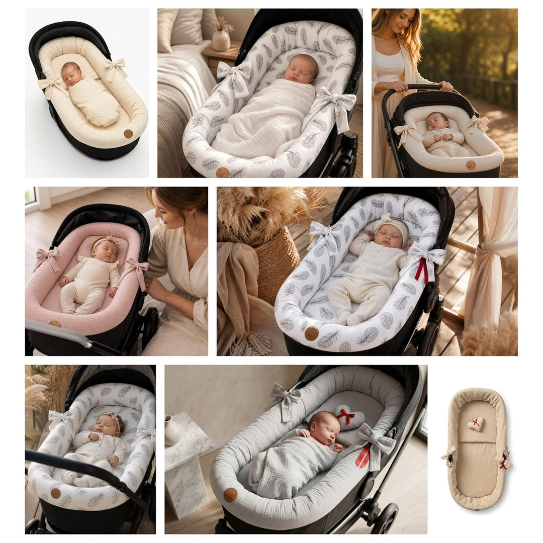 Stubenwagen Umrandung Musselin - Nestchen für Kinderwagen und Buggy Babybett Zubehör Babywanne und K