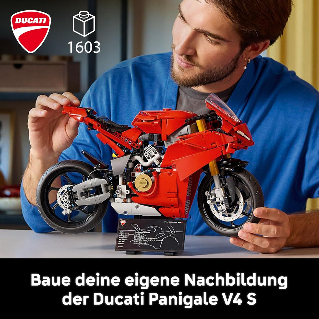 LEGO Technic Ducati Panigale V4 S Motorrad, baubares Motorradmodell, Bausets für Erwachsene, Männer