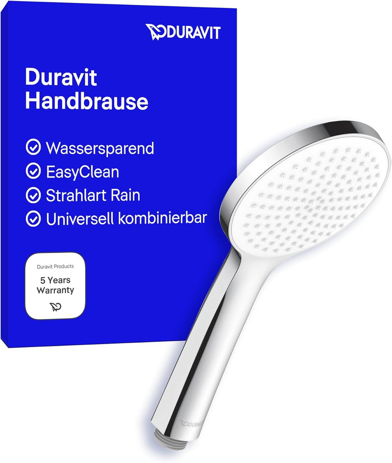 Duravit Universal Duschkopf, Duschbrause mit Strahlart Rain, Handbrause rund (Ø 110 mm), Brausekopf