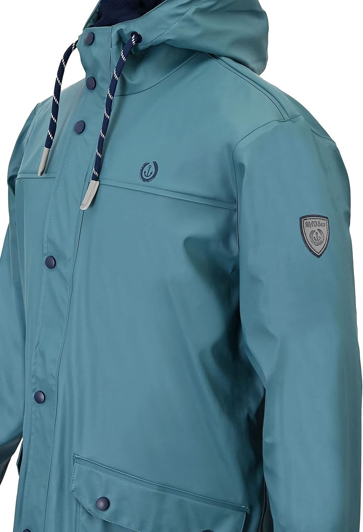 MADSea Herren Regenjacke Friesennerz warm mit Fleece gefüttert S petrolblau, S petrolblau