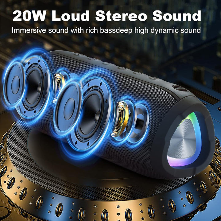 Ykall Bluetooth Lautsprecher 20w, LED Musikbox, Bluetooth Box, Wasserdicht IPX6,360° HD Stereo Lauts