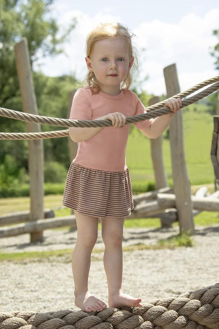 Engel Natur,Baby/Kleinkind Body mit Röckchen, 70% Wolle (kbT), 30% Seide (Lachs, 62-68)