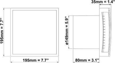 EUROPLAST Ø 150mm Anthrazit Bad-Lüfter mit Front, Leise Ventilator Lichtschalter-Aktivierung, Ø 150m