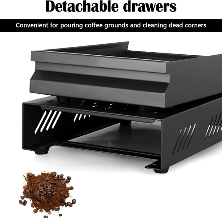 Kaffeesatz Abklopfbehälter für Siebträger, 35 x 25 x 8 cm Edelstahl Knock Box für Espresso Siebträge