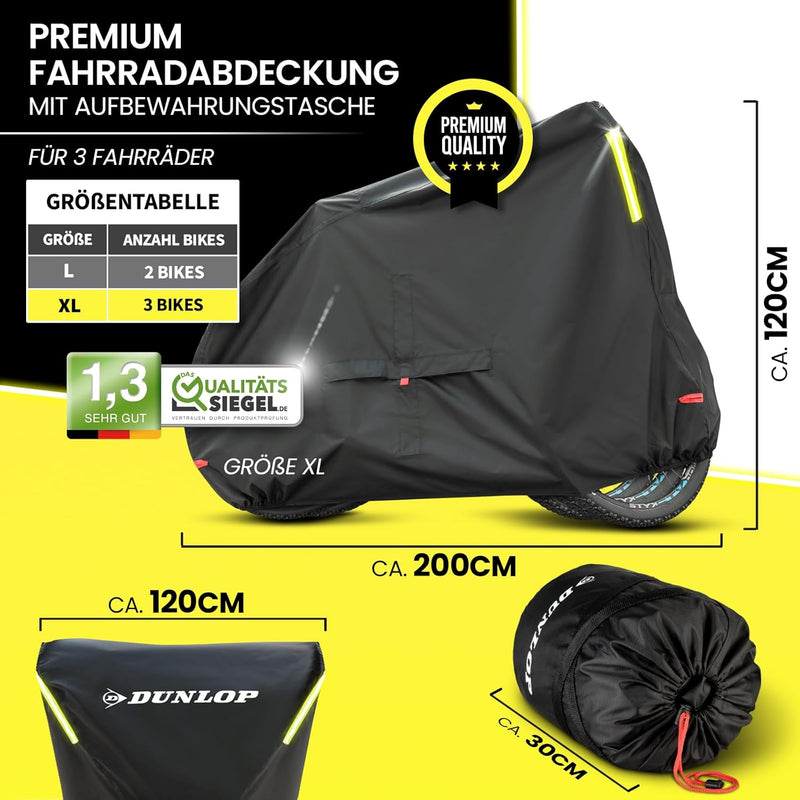 Dunlop Fahrradgarage für 3x Fahrrad - Premium Fahrradabdeckung Anti Rost 200x120x120 cm mit Transpor