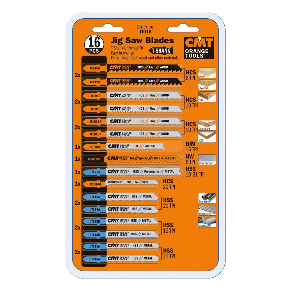 CMT ORANGE TOOLS JT016-16 PCS. STICHSÄGEBLÄTTER SET SCHAFT