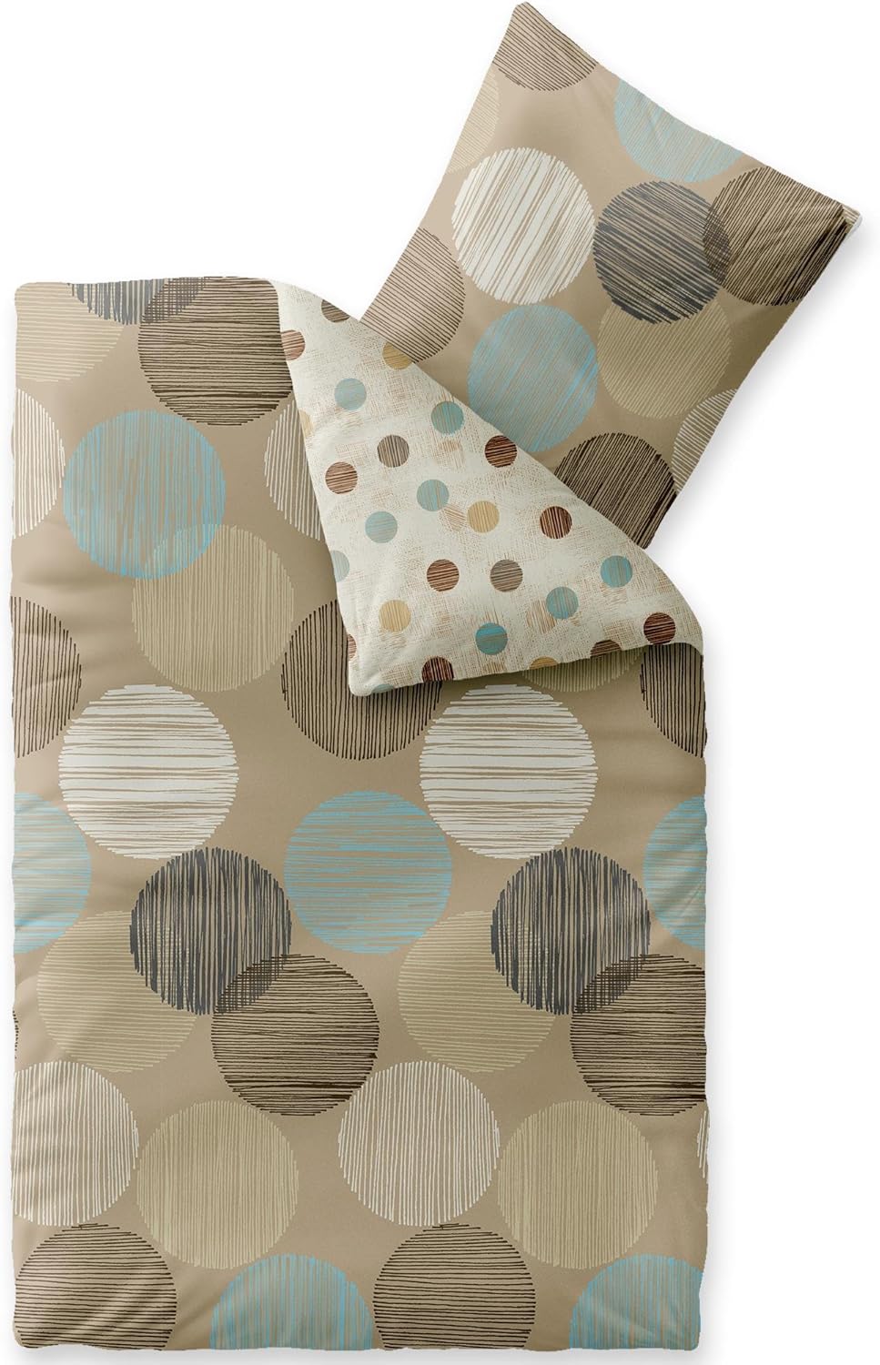 CelinaTex Touchme Biber Bettwäsche 135 x 200 cm 2teilig Baumwolle Bettbezug Frauke Punkte beige brau