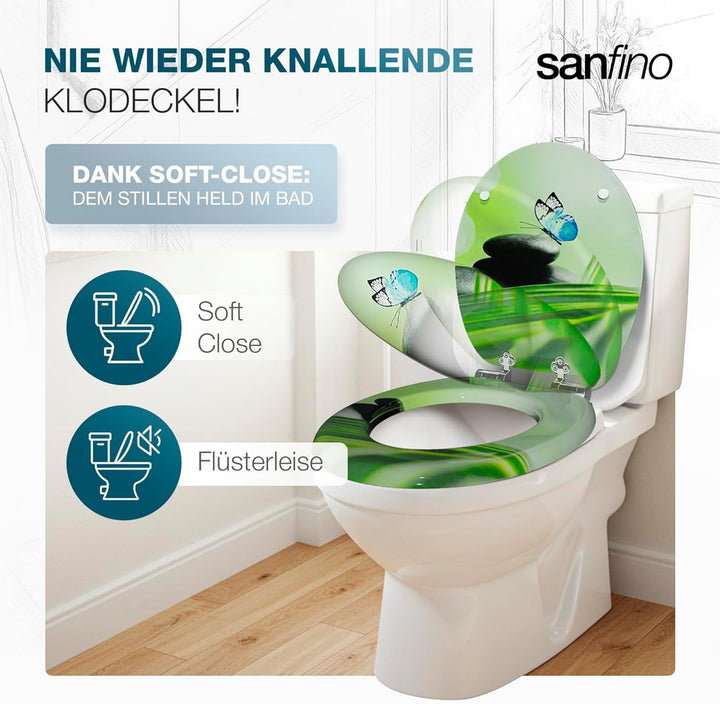 Premium WC Sitz mit Absenkautomatik – hochwertige Toilettendeckel aus Holz, viele bunte Motive, hohe