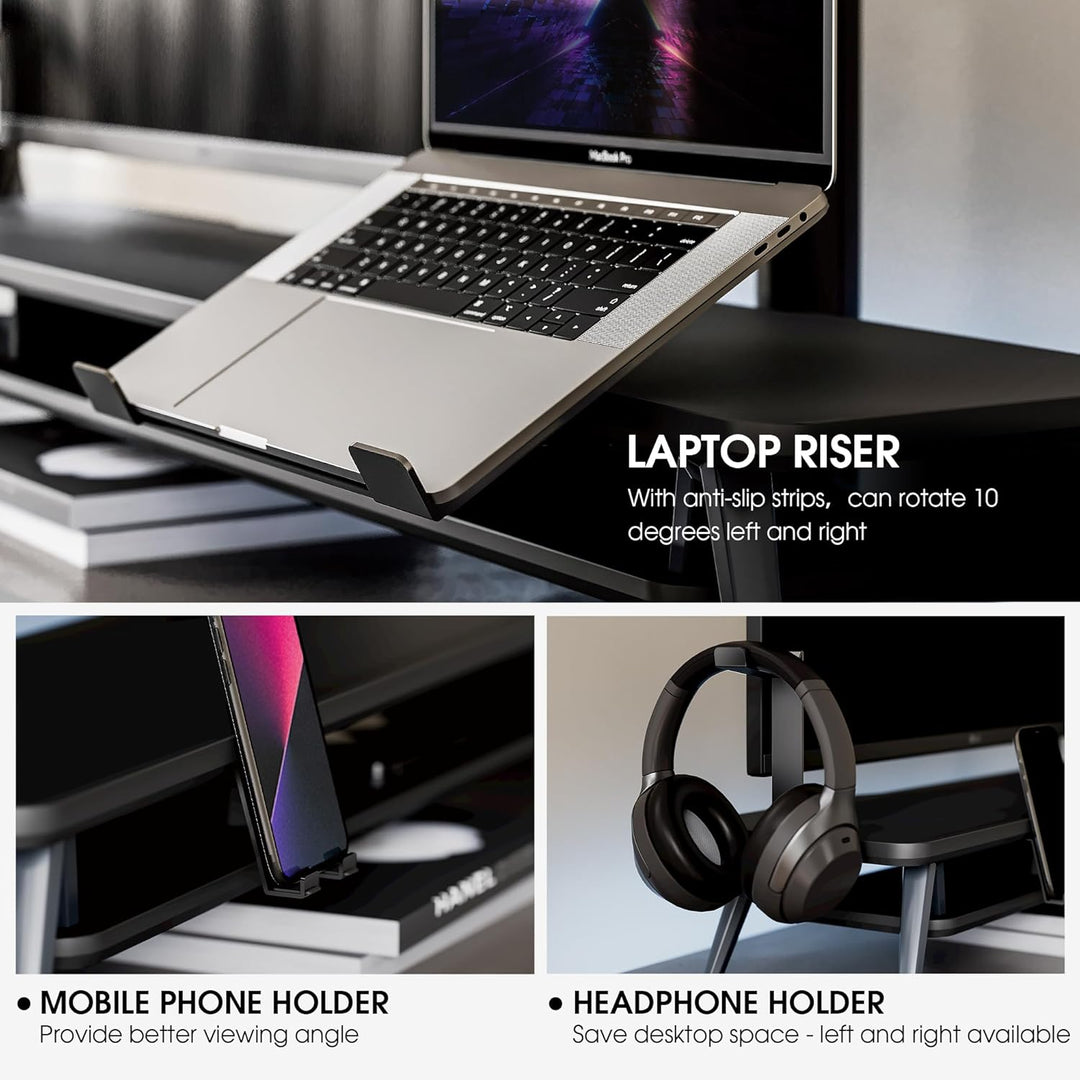 Fenge Dual Monitorständer mit Laptop Halterung/Telefon Halter/Headset Halterung, 2 Etagen Gross Mult
