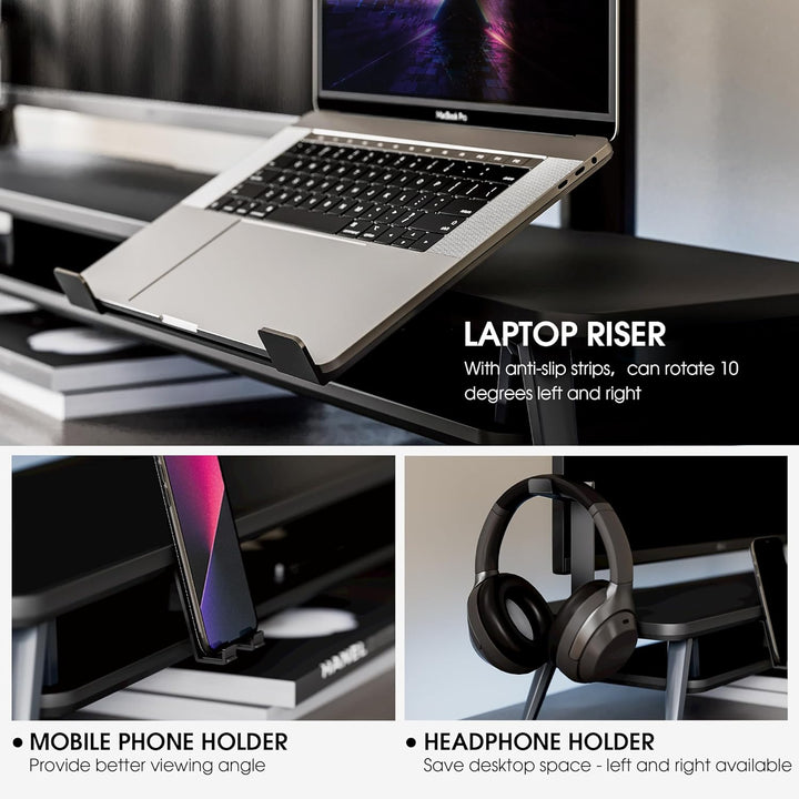 Fenge Dual Monitorständer mit Laptop Halterung/Telefon Halter/Headset Halterung, 2 Etagen Gross Mult