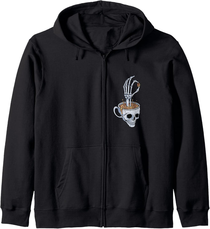 Bin kein Zombie Skelett Büro Kaffeetrinker lustig Totenkopf Kapuzenjacke