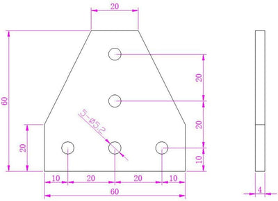 Zeberoxyz 10 STÜCKE/Kit Schwarze T-Form-Eckwinkelplatte mit 50PCS Schrauben+50PCS T-Muttern, 5-Loch