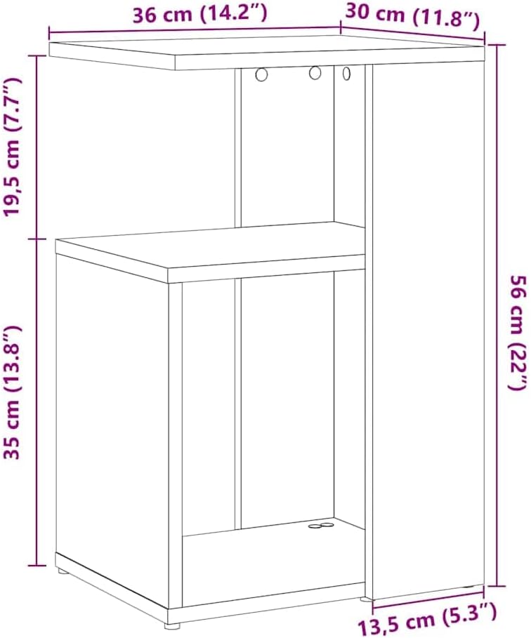 vidaXL Beistelltisch Altholz-Optik 36x30x56 cm Holzwerkstoff, Ablagetisch, Sofatisch, Wohnzimmertisc