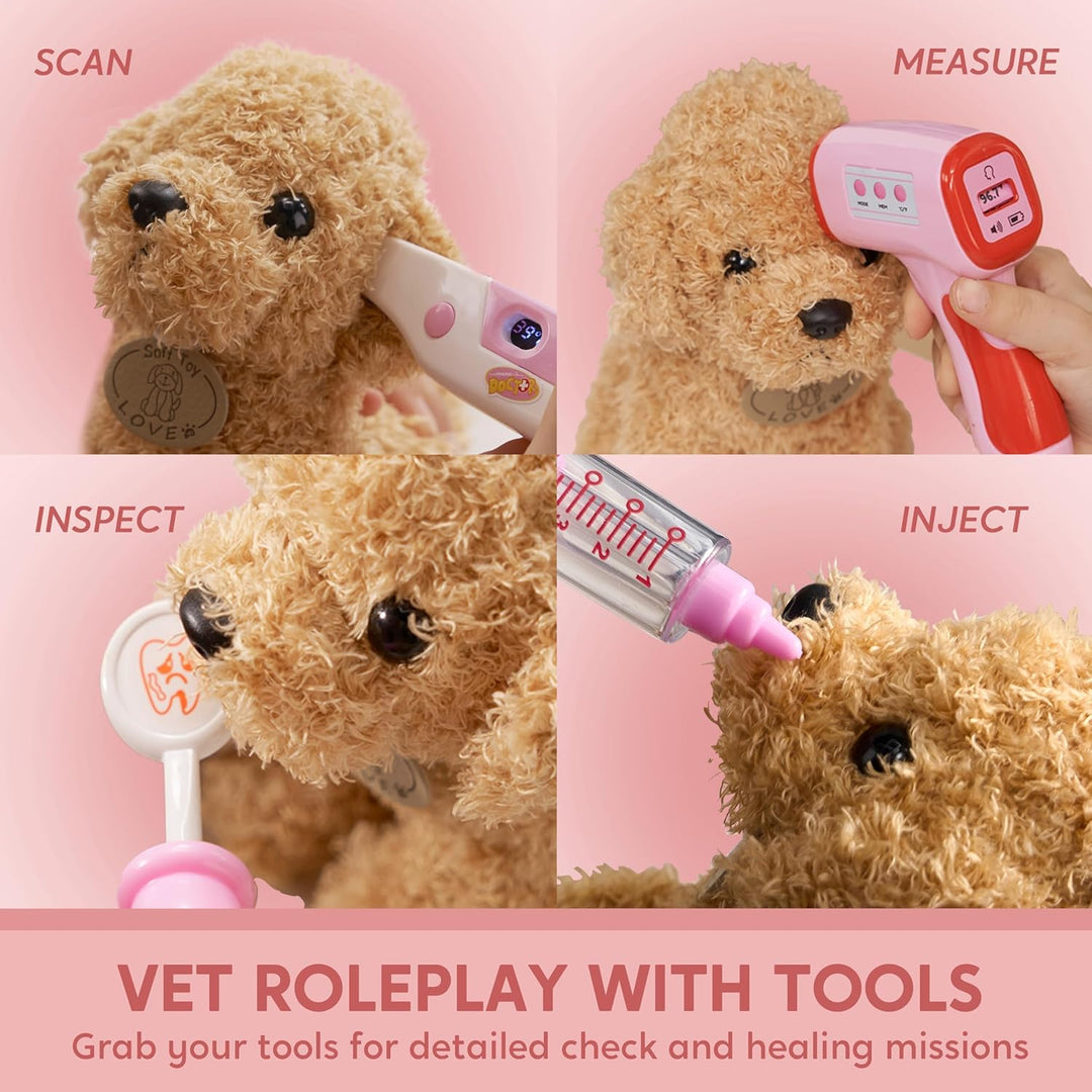 SYNCFUN Arztkoffer Kinder,Tierarzt Spielzeug Kinder,Doktorkoffer Kinder mit Plüsch Poodle Spielzeug,