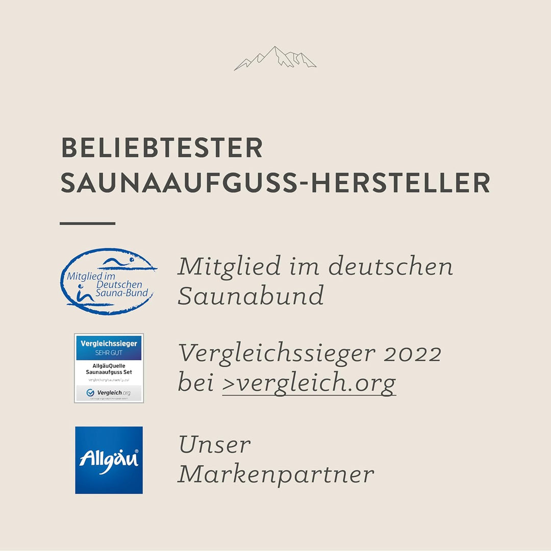 AllgäuQuelle® Saunaaufguss Set GENUSS AUFGUSS 100% BIO | Sauna Aufgussmittel | 4x100ml ✓ Allgäuer Er