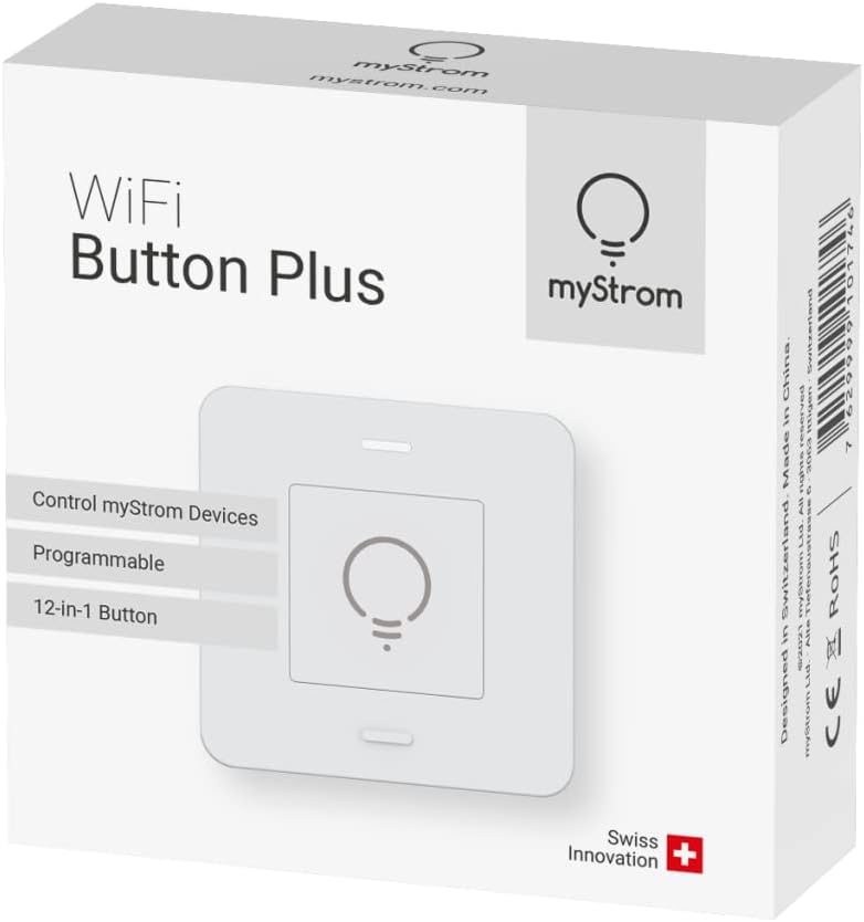 myStrom WiFi Button Plus, Smart Home Taster, 4 Tasten, SONOS. Sensoren für Temperatur und Luftfeucht