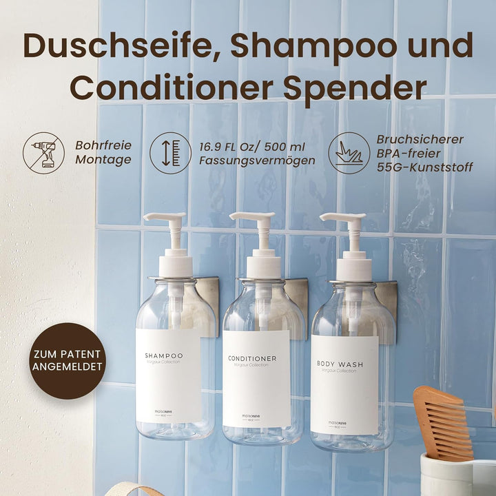 MaisoNovo Shampoo Flaschen zum befüllen - Duschseifen seifenspender wandbefestigung - seifenspender