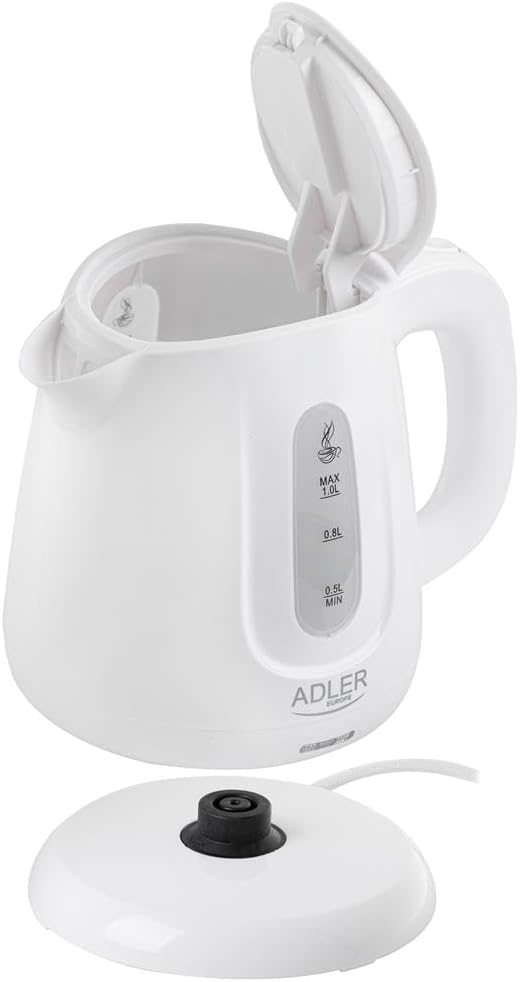 ADLER-Reisekessel 0,6 l, kompaktes Design, 600 W Leistung, weiss