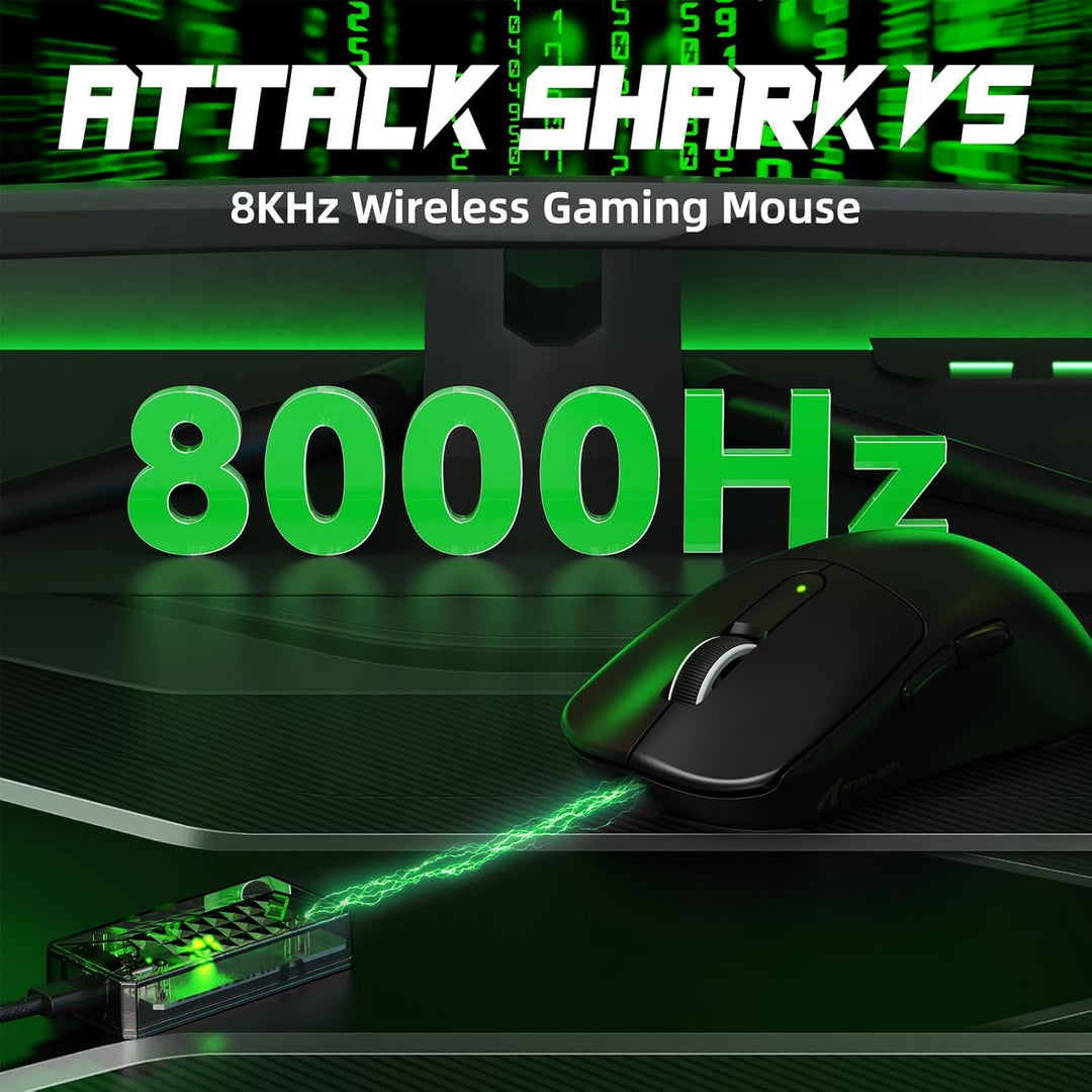 ATTACK SHARK V5 Kabellose Gaming Maus 53g, 20000 FPS, Optische Schalter, PAW3950MAX 42K DPI Sensor,