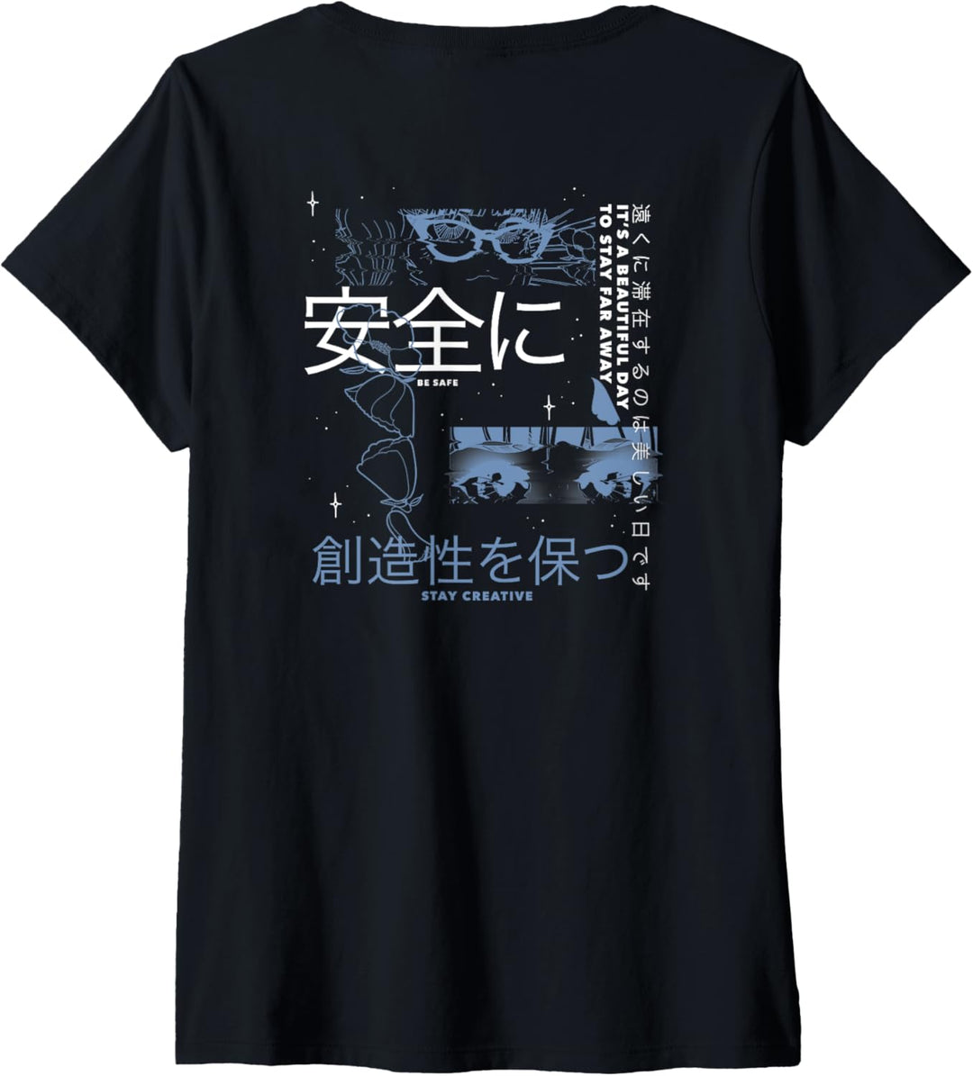 Damen Trendy Kanji Love. Create .Grow. Front & Back T-Shirt mit V-Ausschnitt