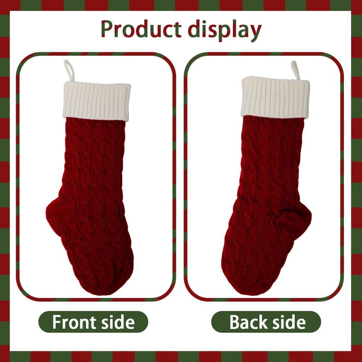 meioro 46cm Grosse Weihnachtsstrumpf, Kabel Gestrickt Nikolausstrumpf für Kinder, Klassische Weihnac